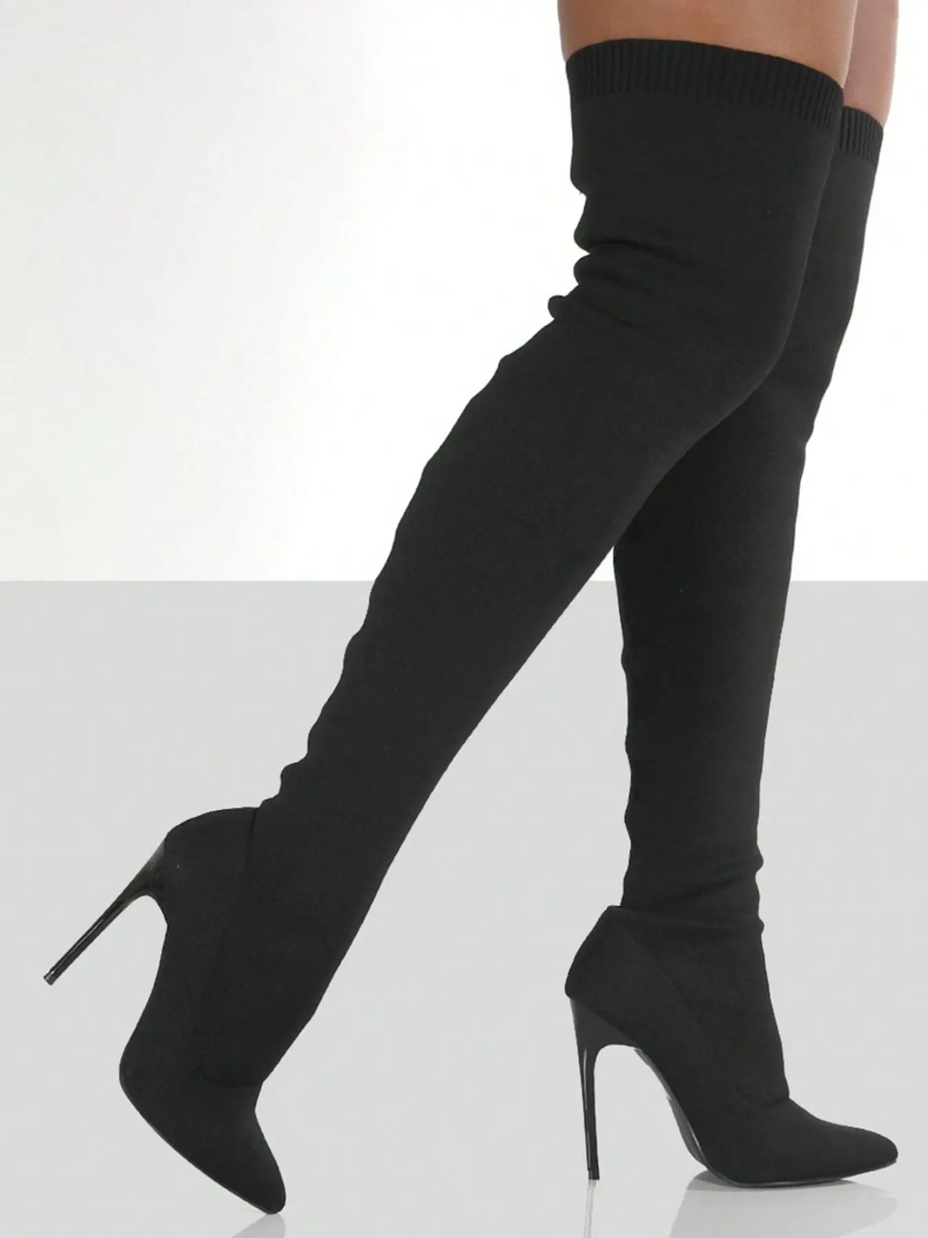 Women's Solid Stiletto Heeled Over The Knee High Heeled Boots, Heels Boots, Elegant Fashion Pointed Toe Boots, Fashionable Boots for Party, Daily Clothing Decor for Women & Girls