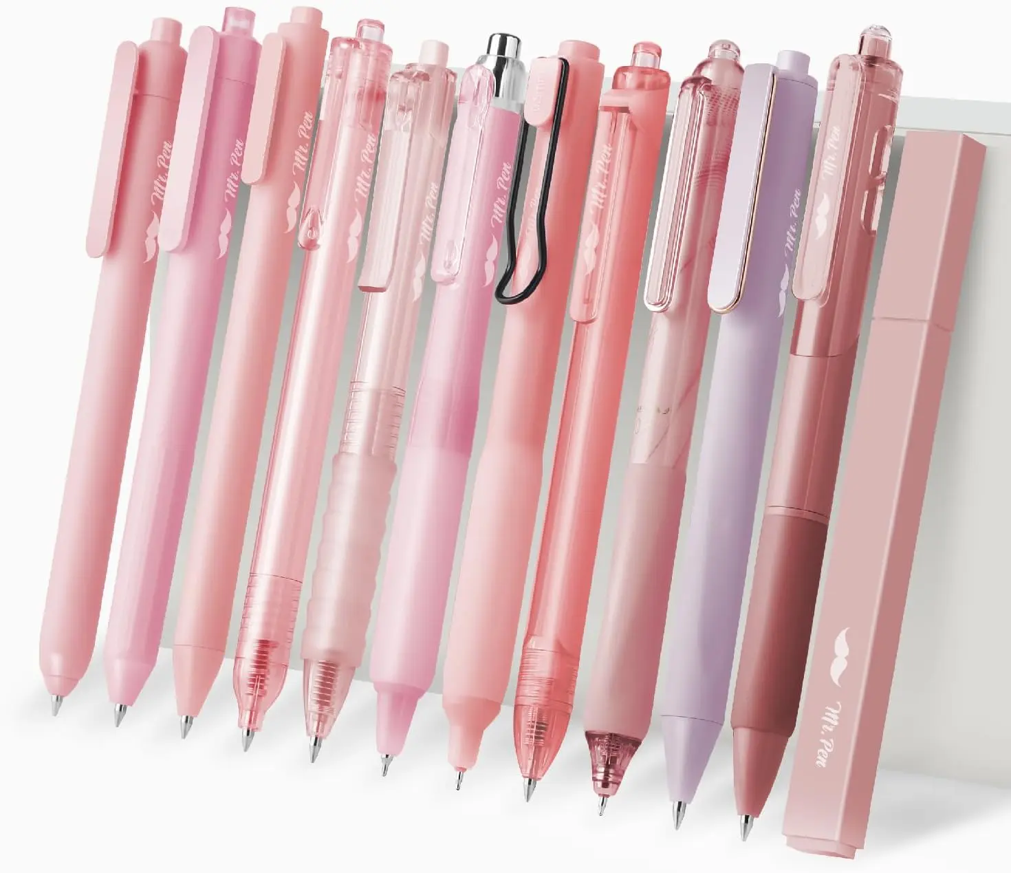 Mr. Pen- Gel Ink Pen Set, 12 pcs, Pastel Pink Barrel, Pink Pens Black Ink Gel Pens Fine Point 0.5mm