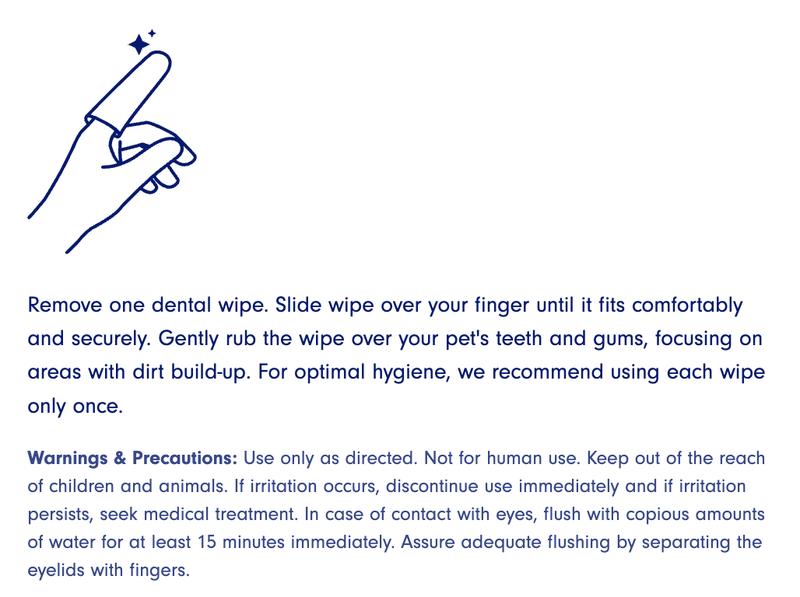 Dental Finger Wipes for Dogs and Cats - Easy Teeth-Cleaning, Supports Whiter Teeth and Fresher Breath