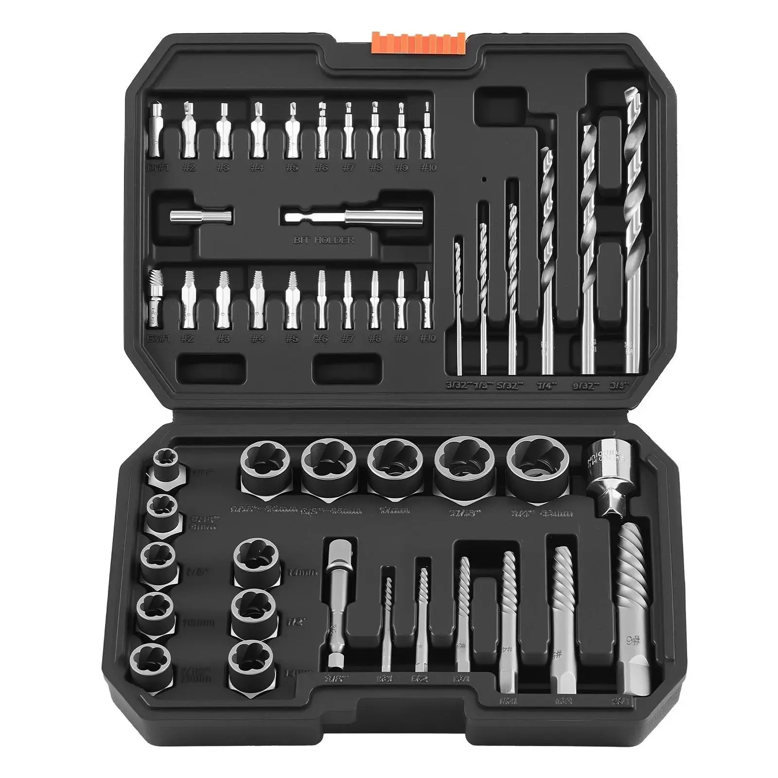 VEVOR 49-Piece Screw Extractor Set with Drill Bits & Adapters, Cr-Mo Steel Hardware Multitools & Accessories, Easy-Out Nut Bolt Extractors for DIY Maintenance, Solid Storage Case for Rounded/Broken/Stripped Fasteners (Father's Day Gift)