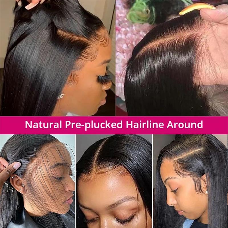 Bling Hair Straight 13x6 Hd Lace Frontal Wig Human Hair  180 Density 32 34 Inch 13x4 Brazilian Pre Plucked Lace Wigs For Black Women