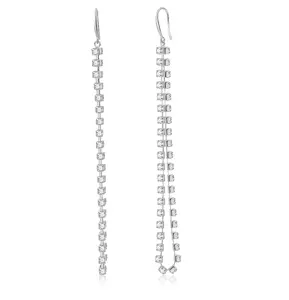 Aprilery Long Drop Earrings with Clear Square Crystals Elegant Chain Design for Elegant Occasions and Versatile Wear