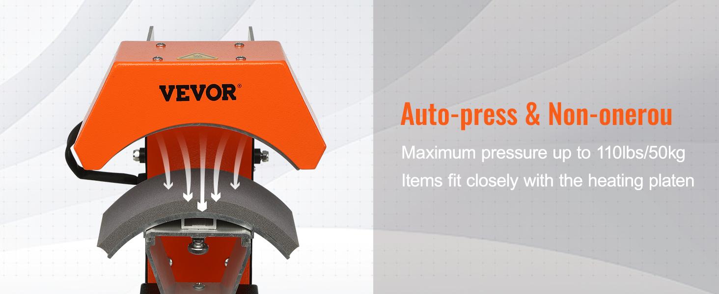 VEVOR 3-in-1 Auto Hat Heat Press with 3pcs Interchangeable Platens(6.6" x 2.7", TikTokShopBlackFriday, 6.6" x 3.8", 6.1" x 3"), Automatic Release&Press Knob-Style Digital Control Panel, Heat Transfer Printing for Caps