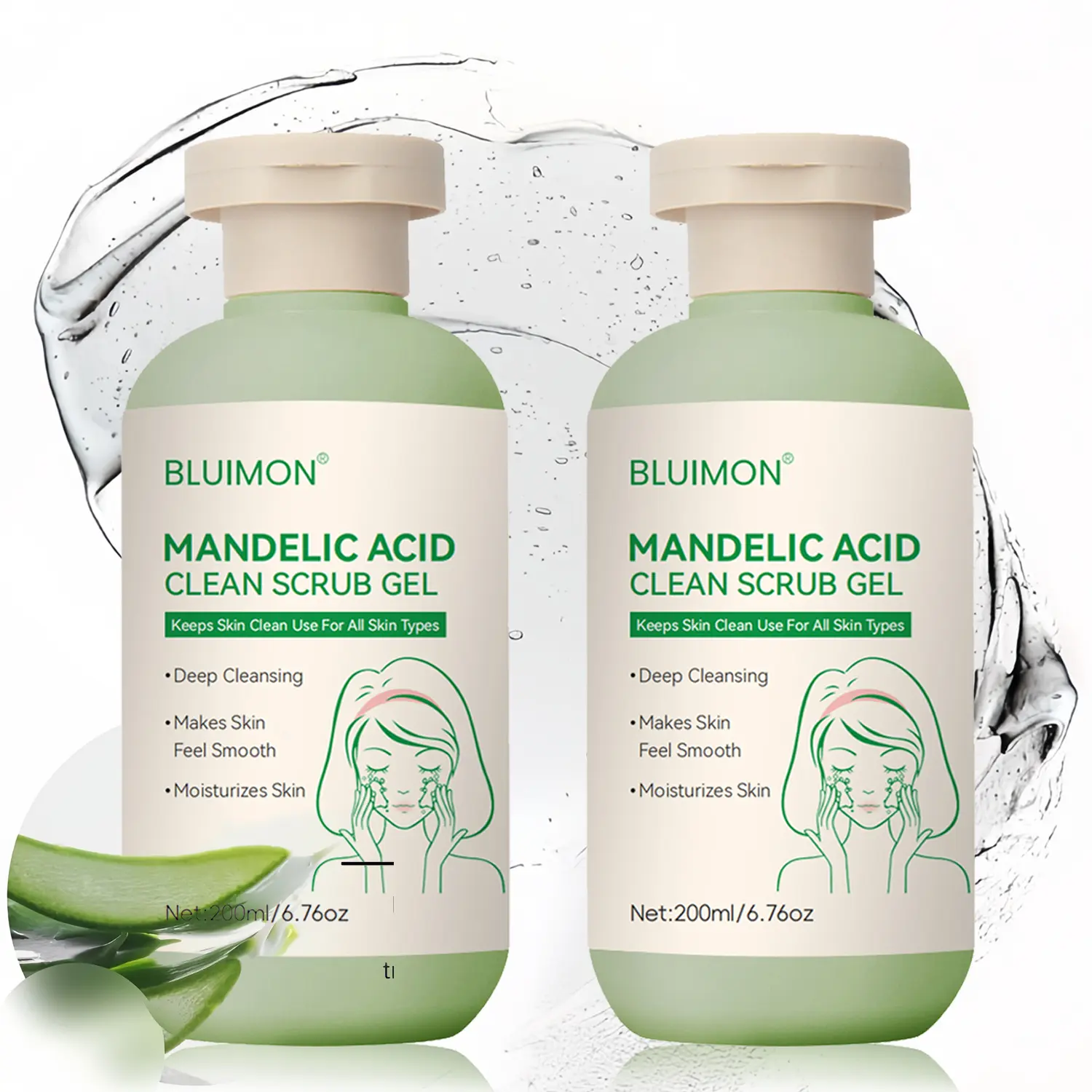 Mandelic Acid Exfoliating Gel, Hydrating Facial Wash for Deep Cleansing and Brightening, Clogged Pores Solution for Smooth Skin, Daily Face Care Product for All Skin Types, 200ml, Blackhead Removal, Youth, Smooth Skin Routine