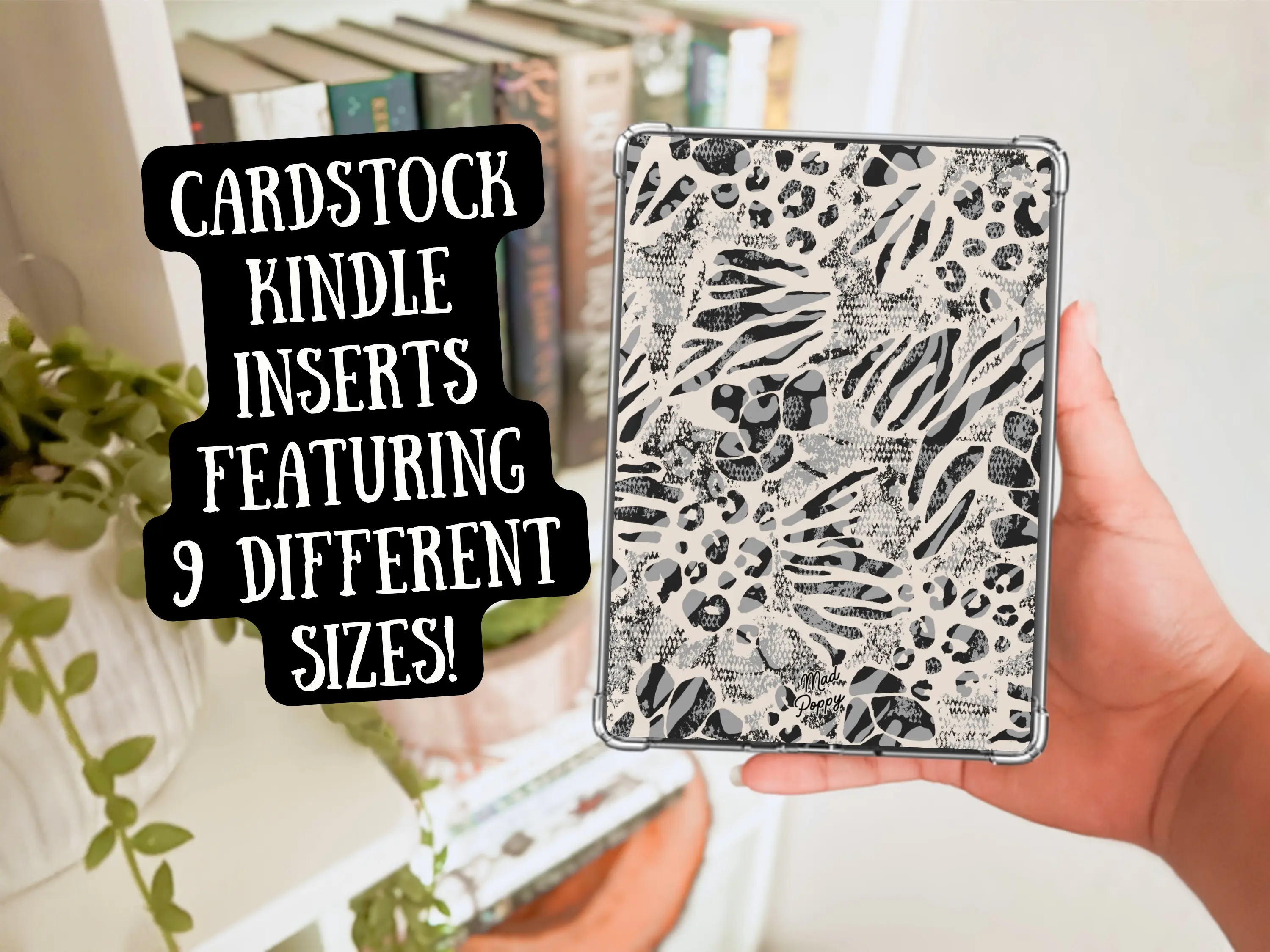 Mad Poppy Heavy Cardstock Kindle Inserts - 9 Sizes for Various Kindles Including Paperwhite, Colorsoft, Oasis, Basic - Customizable Easy Tablet Device Accessories Case Replacement