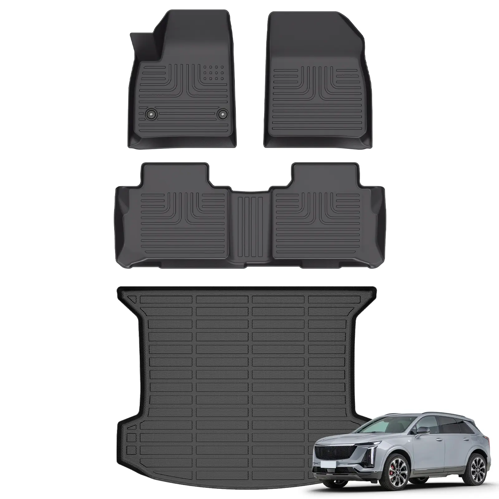 COLANAT for Cadillac XT5 2017-2025 (5-Seat FWD/AWD) Floor Mats & Cargo Liner Set, All-Weather 3D Scanned Custom Fit Precise Edge-to-Edge Fit Non-Slip No Odor Waterproof Easy Clean Full Set Interior Accessories