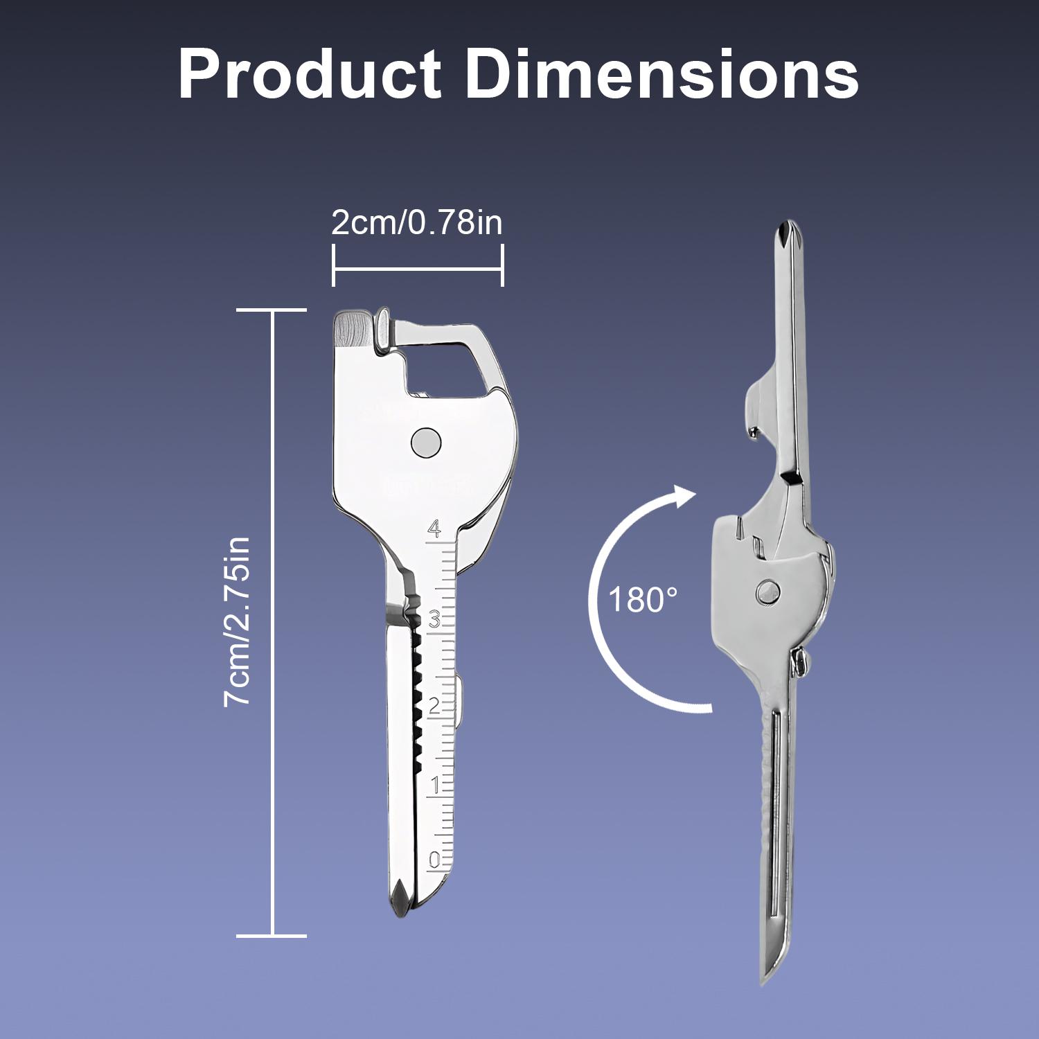 6-in-1 Multi Tool Keychain, Stainless Steel Pocket Key Tool with Flathead/Phillips Screwdriver, Bottle Opener, Mini Ruler, Rope Cutter & Metal Knife, Compact EDC Gear for Camping, Survival, DIY, Daily Use - Cool Gift for Men Dad Husband