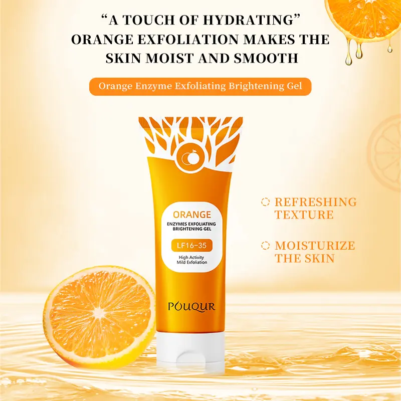 Orange Exfoliating Gel, Moisturizer Face Body Scrub Gel,Deep Cleansing Moisturizing Facial Exfoliator,Natural Orange Peeling Gel Face Scrub,back to school