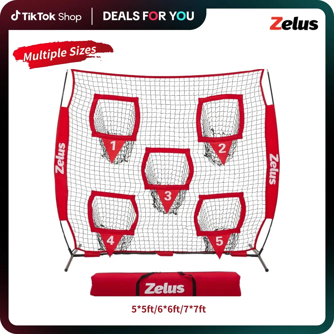 【BackToSchool】ZELUS Football Kicking Net – Quarterback Training Equipment with 5 Target Pockets for Passing Accuracy. Perfect for All Seasons, Family Sports, Lawn Games, Outdoor Fun & Gift Ideas|#tiktokshopbacktoschool