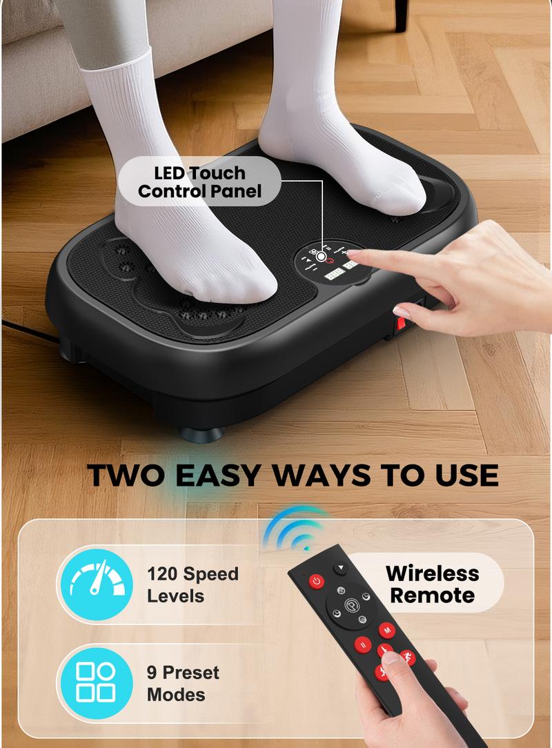 Relife Sports Vibration Plate Exercise Machine Portable Full Body Vibration Platform for Lymphatic Drainage Home Exercise Equipment Max Capacity 440Lb