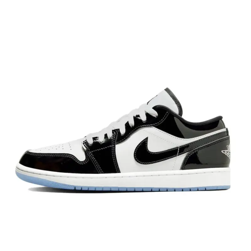 NIKE Air Jordan 1 Low SE Concord Men's Sports Shoes, Classic Low-Top Patent Leather Trainer, Cushioned Walking Shoes for mensfashion, Athletic, Black Patent, Casual