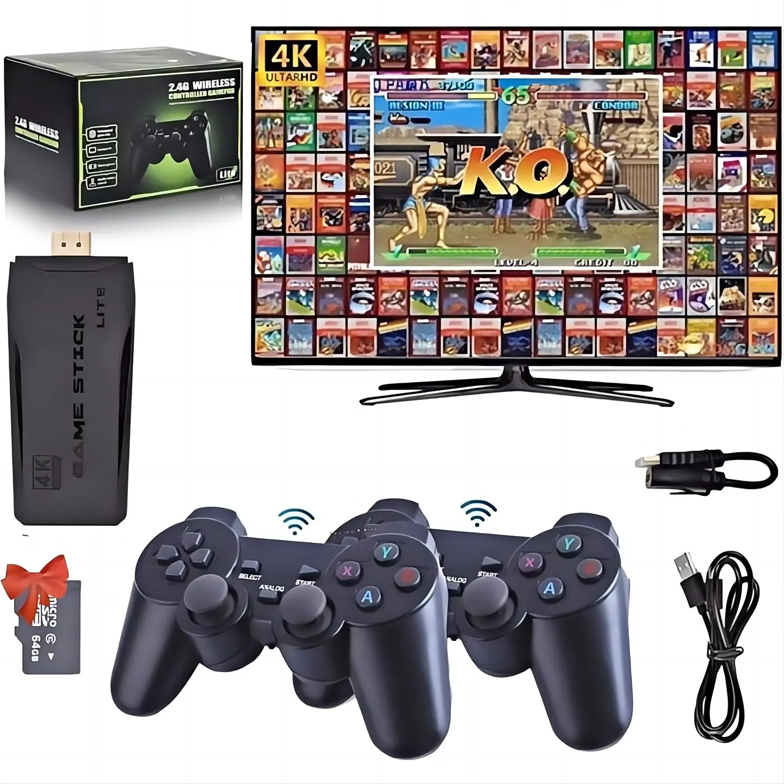 Retro Game Console Stick,Nostalgia Game Stick with +15000 Video Games, Emulator ConsolePlug and Play for TV, Retro PlayCompatible with Arcade/Maze, 4K HDOutput,2.4GHz Wireless Controllers,back to school,back to school haul