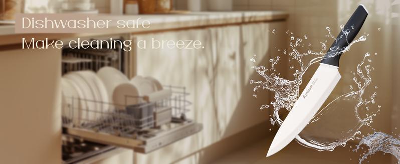 Astercook 14-Piece Kitchen Knife Set with Knife Block & Sharpener, Ceramic Coated Stainless Steel, Dishwasher Safe, Modern Home Cooking Cutting Carve Astercook 14-Piece Kitchen Knife Set with Knife Block & Sharpener, Ceramic Coated Stainless Steel, Dishwasher Safe, Modern Home Cooking Cutting Carve