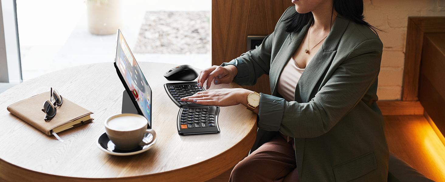 ProtoArc Ergonomic Foldable Keyboard Mouse, XKM03 Portable Folding Bluetooth Keyboard Mouse Combo for Business and Travel, Split Design, 3 Bluetooth, Rechargeable, for iPad, Tablet, iPhone, Laptop ProtoArc Ergonomic Foldable Keyboard Mouse, XKM03 Portable Folding Bluetooth Keyboard Mouse Combo for Business and Travel, Split Design, 3 Bluetooth, Rechargeable, for iPad, Tablet, iPhone, Laptop