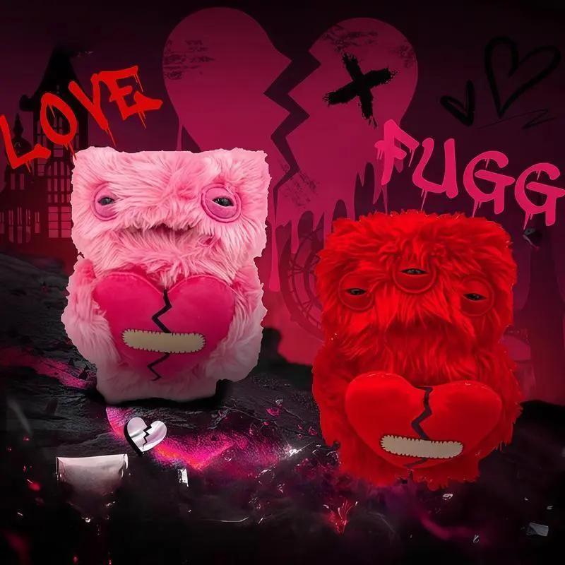 Love Fuggler-Ugly-Monsters Plush Collectible Toy Heart MUNCH MUNCH Stuffed Plush Doll Valentine Present Red and Pink