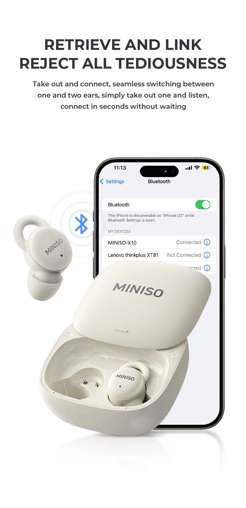 MINISO X10 Mini Invisible Headphones Bluetooth 5.4 True Wireless In-Ear Earphones sport Audio Earbud audifonos bluetooth wireless headphones noise cancelling headphones gamingheadset