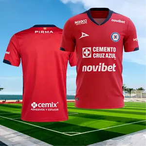 2526 Cruz Azul Away Red Short Sleeve Top Goalkeeper Soccer Jersey LIGA MX