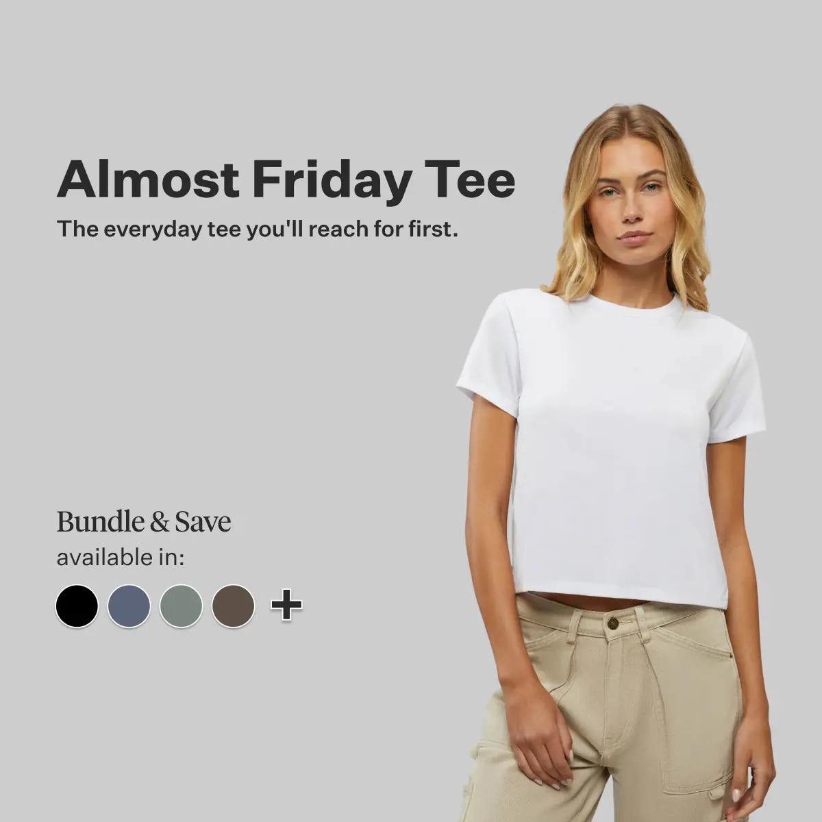Cuts | Almost Friday Tee Women's Short Sleeve T-Shirt | Classic-fit PYCA Pro Soft Stretch Crew Neck Top | Wrinkle Free Polyester Cotton Blend