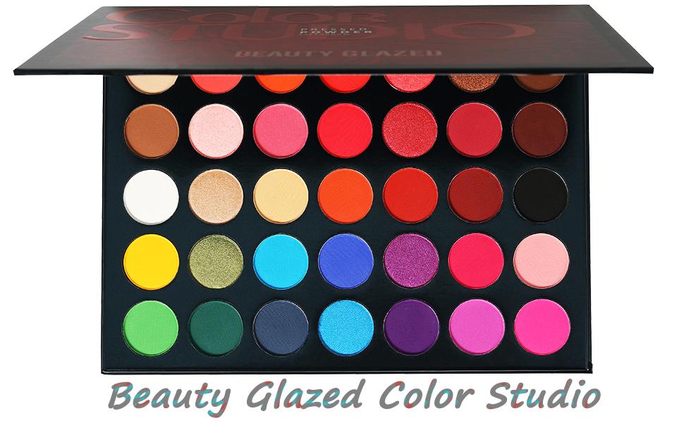 BEAUTY GLAZED 35 Pigmented Eyeshadows , Multi-Finish Matte and Shimmers Makeup , Waterproof Blendable Eye Makeup , Cruelty- Free Makeup Palette
