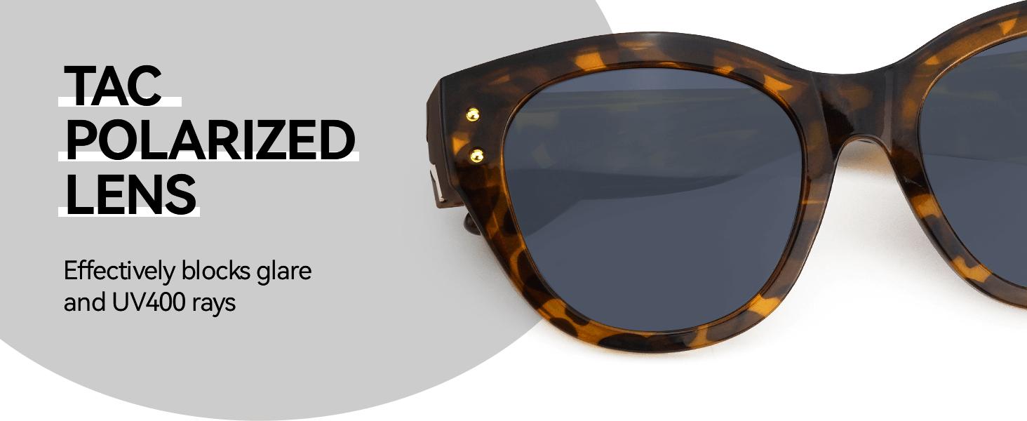 Meeloog Polarized Fit Over Sunglasses For Women, Trendy Round Tac SunGlasses Lightweight Wrap Around Shades ST0080 Gift Idea Brand Filter Effective Fashion Lens Flexible Antiglare Tri Acetate Cellulose Coating sunglasses women