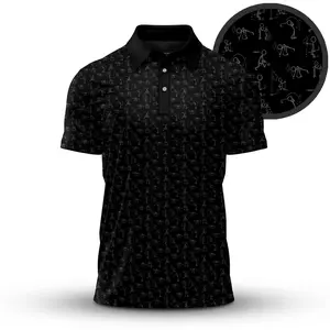 Vintage Golf Style Black Stick Figures White Polo Shirt Fan-Made Short Sleeve Outdoors