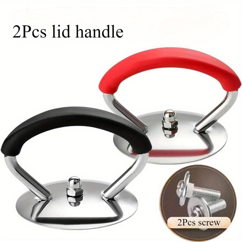 2pcs Stainless Steel Pot Lid Handle Set with Silicone Heat-Resistant Grip and Installation Screws - Cookware Replacement Top Handle, Durable Pot Lid Accessories for Kitchen Cooking Equipment 2pcs Stainless Steel Pot Lid Handle Set with Silicone Heat-Resistant Grip and Installation Screws - Cookware Replacement Top Handle, Durable Pot Lid Accessories for Kitchen Cooking Equipment