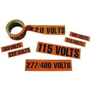 AccuformNMC Electrical Markers Label Legend: Three Phase, English, 9 x 2", Black, Orange, Pressure Sensitive Vinyl J2034O