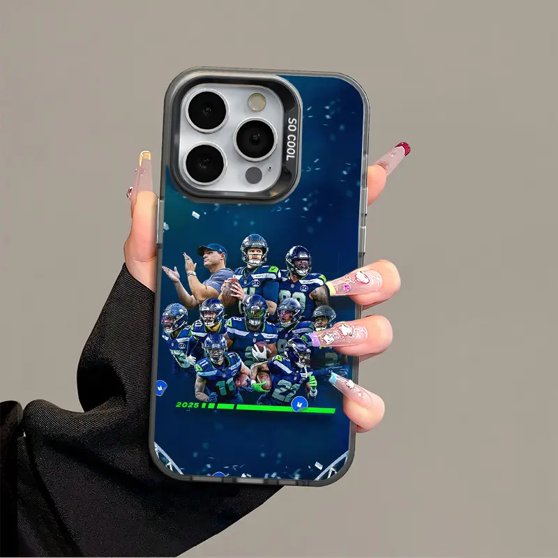 IPhone 17 Promax Phone Case Anti Drop Case Suitable For IPhone 16 15 14 13 12 11 Xs Plus Samsung S25 S24 S23 S22 Ultra FE Acrylic Protective Shockproof Rugged Case Seahawks Rugby