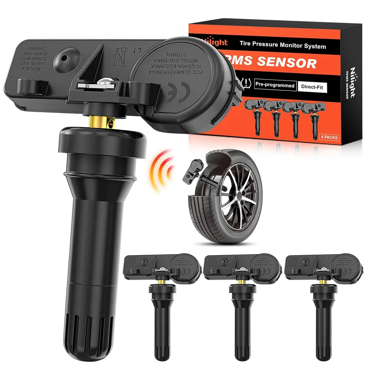 Nilight 315Mhz Car Tire Sensor, Tire Pressure Monitor System (TPMS) Compatible with 2007-2013 Chevrolet, GMC, Buick, Cadillac, 2007-2010 Hummer, Pontiac, Saturn, SAAB, Suzuki Car Tire Inflator
