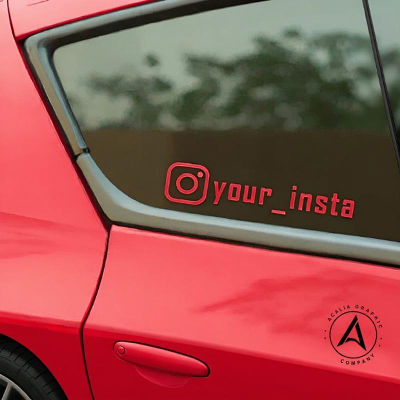 2x Personalized Instagram Sticker Vinyl Decal Customizable IG Username JDM Design for Car Windows Vehicle Exterior Decoration Waterproof Oracal Vinyl 1.5" x 9"
