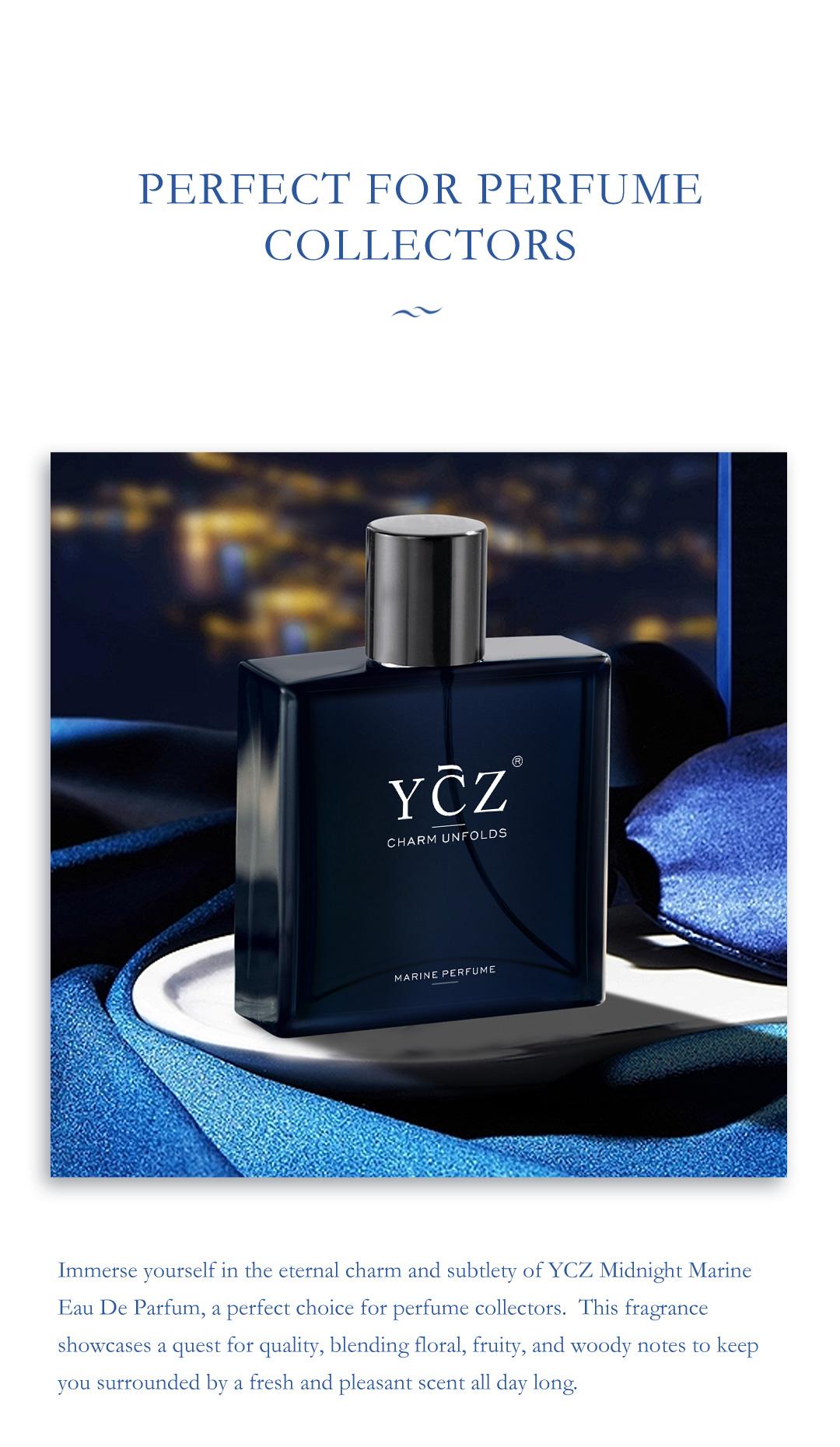 YCZ Midnight Marine Man Cologne Eau De Parfum 1.7oz 50ml Long Lasting Men's Perfume with Floral Fruity Woody Notes for Outdoor Fun - Fragrances Blue Fragrances Blue Fragrance Oud
