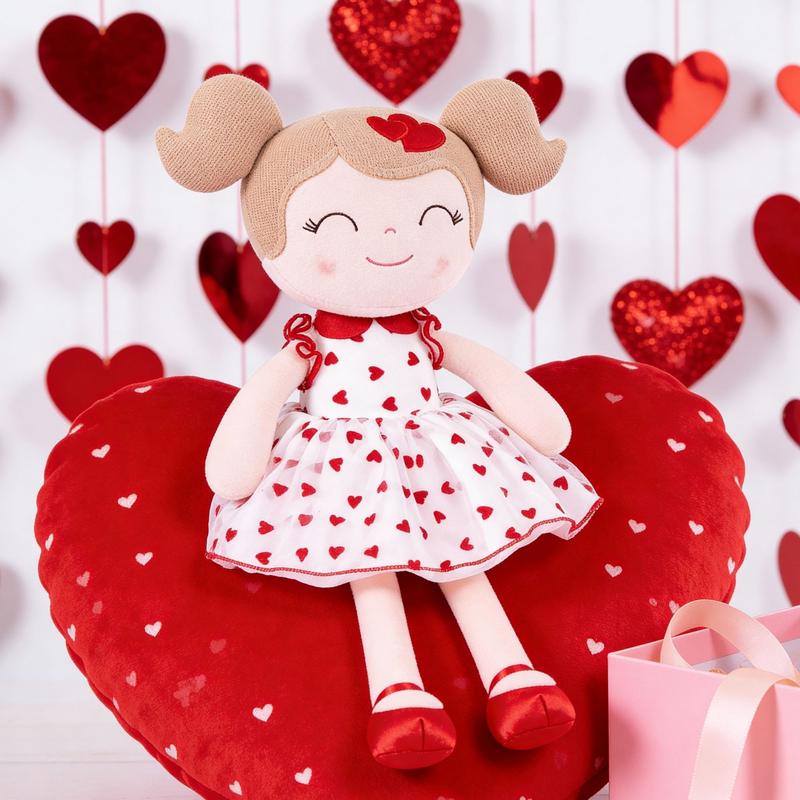Gloveleya Valentine Gift Doll Princess Heart Doll Soft Cuddle Toy for Girls Perfect Valentine’s Day Gift Idea for Kids 0 to 6 Years