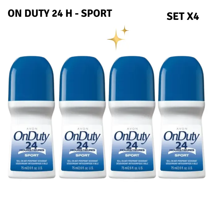 Avon On Duty 24H Sport Deodorant Set 4-Pack Long-Lasting Roll-On Protection