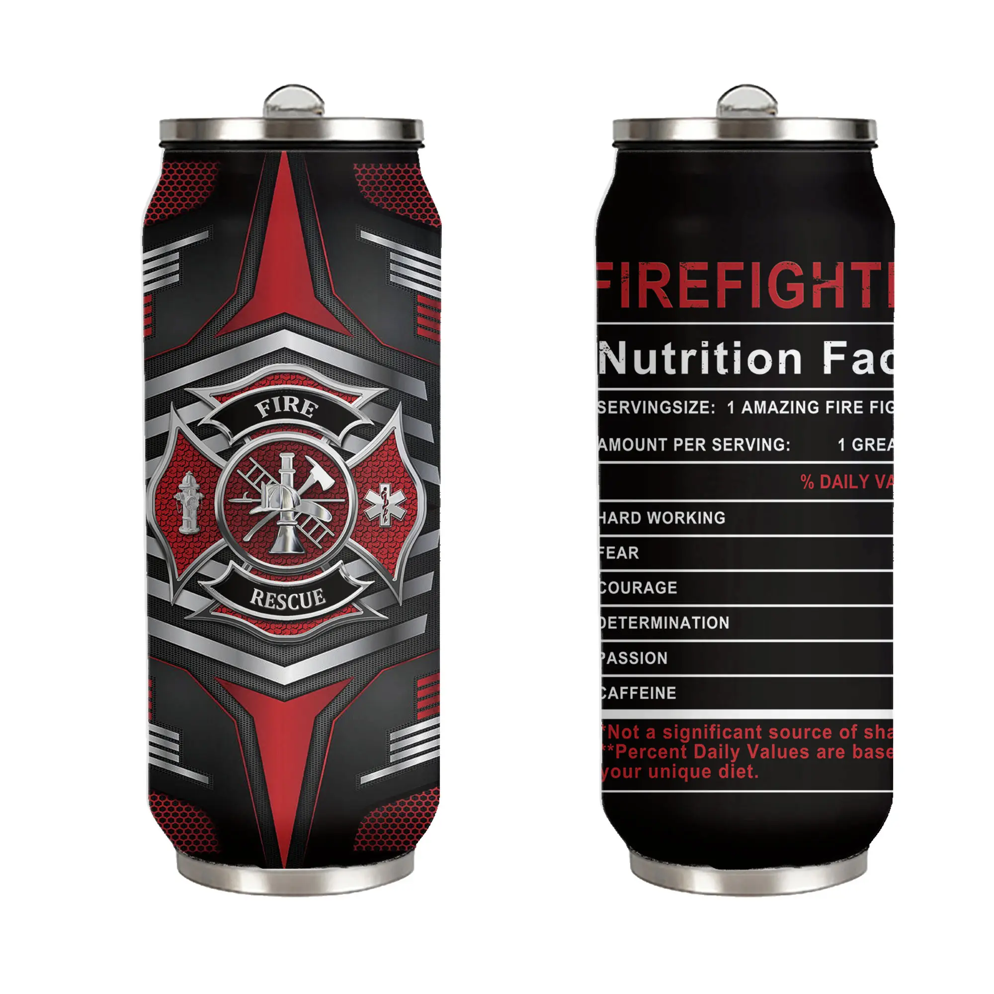 Firefighter Tumbler 17oz with Leakproof Straw Lid - Insulated Rescue Cup, Father's Day Gift for Firemen
