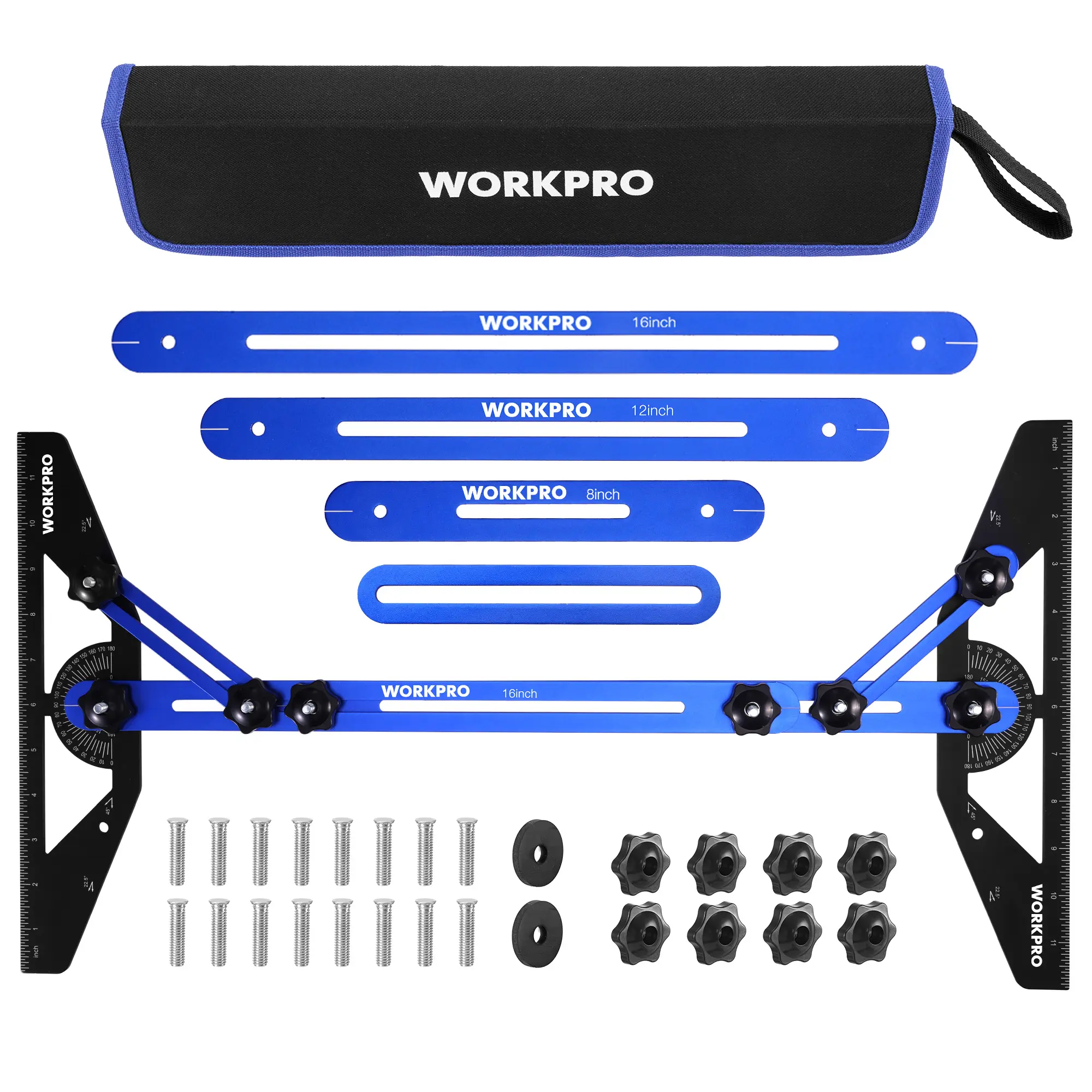 #backtoschool WORKPRO Stair Tread Template Tool, Stair Tread Jig with Triangular Structure Brace, 10.1" to 56.3" Adjustable Length Stair Measuring Tool, Aluminum Alloy Stair Tread Gauge for Stairs, Floor, Cabinets