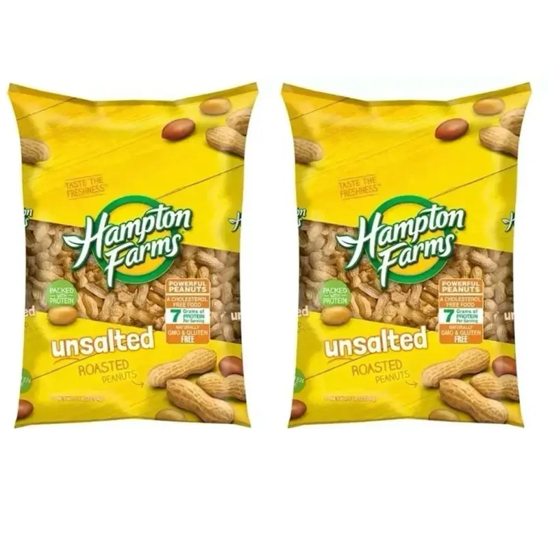 Hampton Farms Unsalted In-Shell Peanuts, 5 lbs.  (pack of 2) High-Protein Snacks