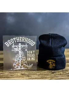 Brotherhood “Don’t Tread On Me” Cotton Beanie + 7” Car Window Sticker Everyday Clean