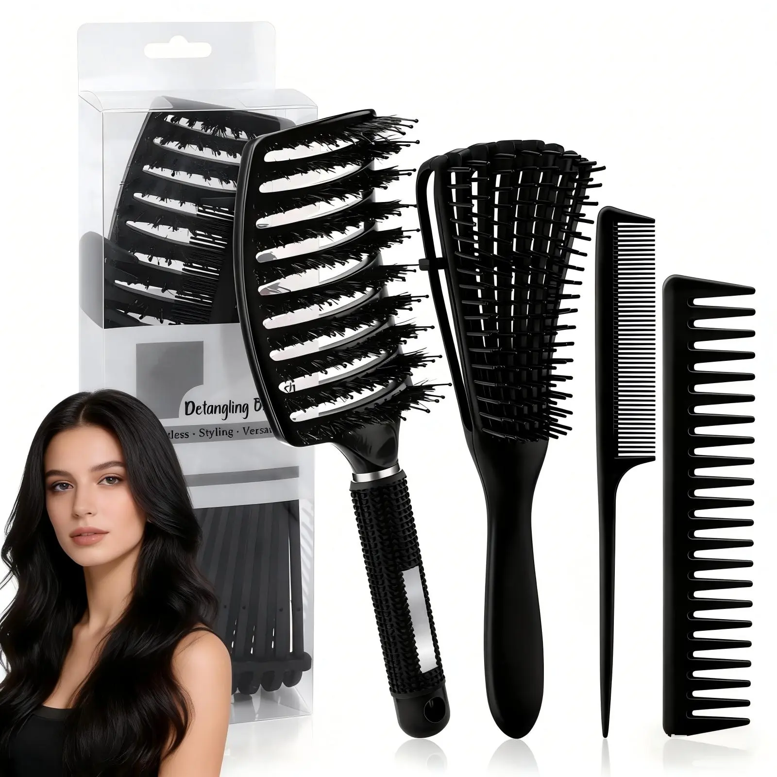 Detangler Hair Brush Wet Brush Curly Hair Brush EdgeLift Brush - Ultra-Soft Bristles, Anti-Frizz Detangling for All Hair Types Wet & Dry