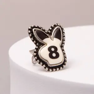 Western Bunny Eight Ball Cuff Ring