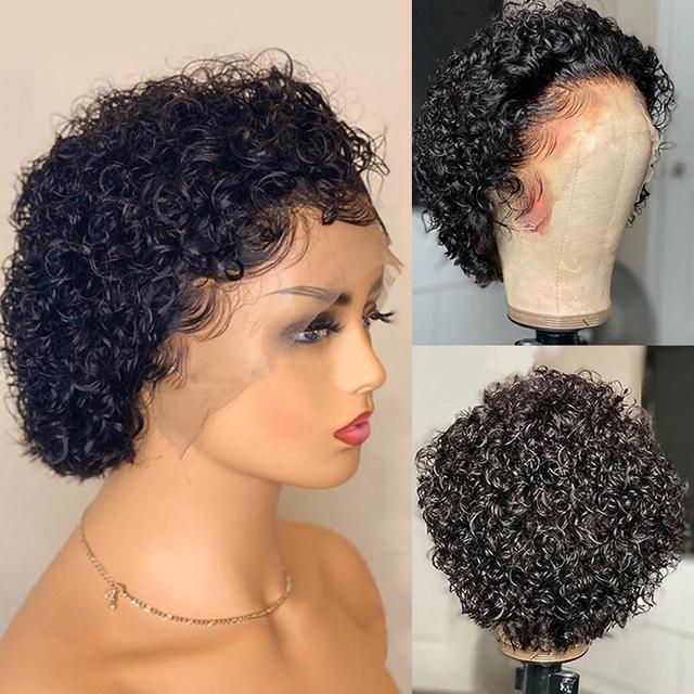 [Wholesale Price] 2-3-5Pcs Short Pixie Cut 13x4x1 Free Part Lace Front Human Hair Wigs for Black Women Brazilian Human Hair Wig 150% Density Natural Black Ready to Wear Daily Wig