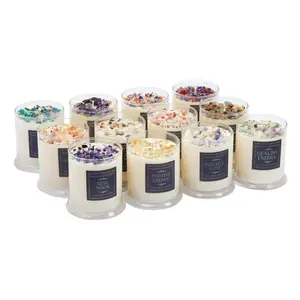 New Moon Beginnings Candles (12 oz.) - Aromatherapy Handmade Crystal Intention Candles - Herb & Flower Soy Wax Candles