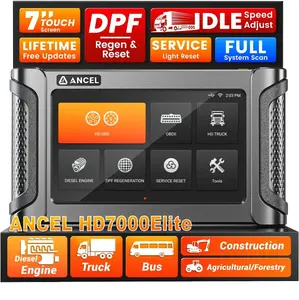 ANCEL HD7000 Elite 7'' Heavy Duty Truck Scanner with DPF Regen, Speed Limit, Idle Reset & Service Reset, Full System HD OBD Diesel Diagnostic Tool for Cummins Detroit Volvo CAT Paccar International