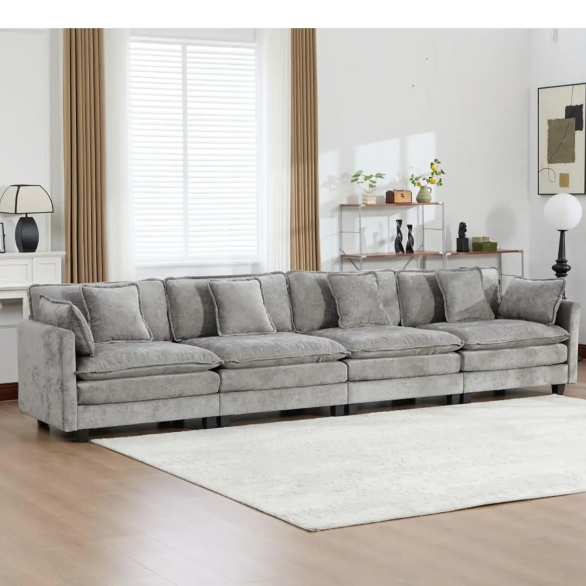 Gray + Chenille + Foam + 4 Seat