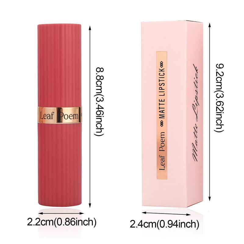 Leaf Poem Soft Matte Lipstick Collection – 4 Versatile Shades, Waterproof & Transfer-Proof for Daily Use, Rich Color, Long Lasting Lipgloss Glossy cool  tone  red  lipstick