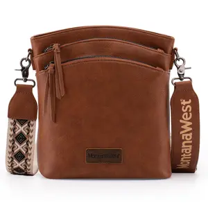 Montana West Multi Zip Pocket Large Crossbody Bag With Guitar Strap