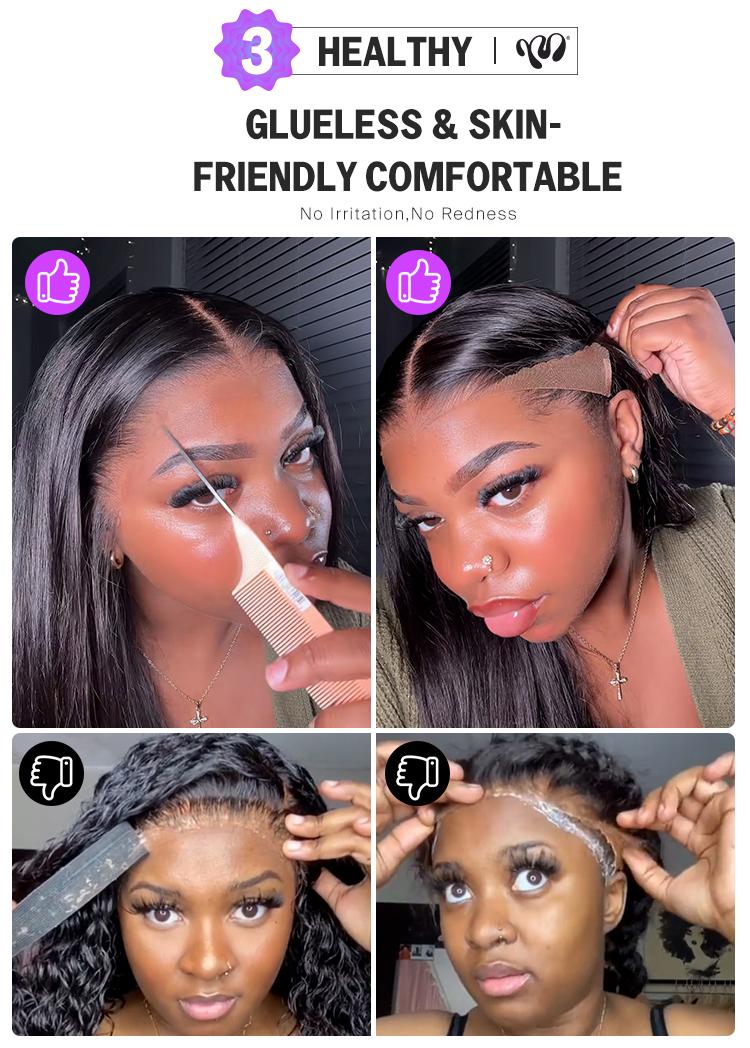 Megalook 13x6 Glueless Lace Frontal Wig Pre-Everything Ear To Ear Natural Hairline HD Lace Skin Melted Silky Straight Human Hair Wigs With Drawstring