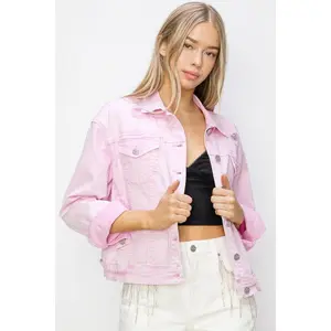 Risen Acid Pink Oversized Distressed Jacket