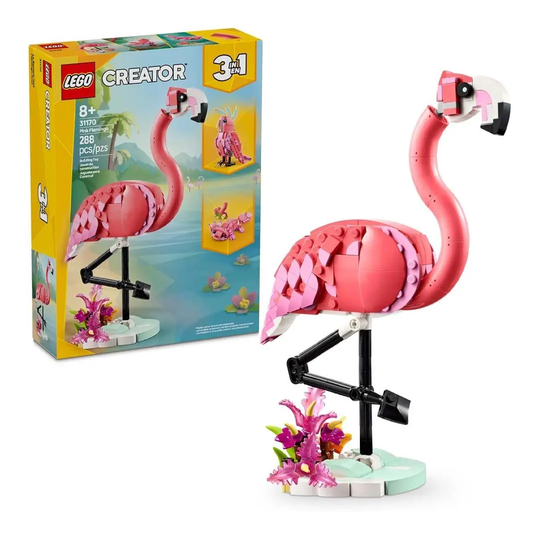LEGO Creator 3 in 1 Wild Animals Pink Flamingo (31170) - Assembled Blocks, Block Model, Construction Set, Creative Building Kit, DIY Building Toy, Assembled Building Blocks, Building Block Model