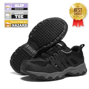 Men's Steel Toe Work Shoes, Anti-smash Round Toe Lace-up Work , Wear-resistant &Breathable Anti-Slip Work Safety Shoes,Lightweight & Durable Safety Shoes for Heavy Duty Work,2-in-1 Safety Shoes for Outdoor & worker boot