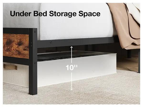 Bed Frame with Charging Station USB/Type-C & Storage Headboard Modern Metal Platform Bed Frame Easy Assembly Heavy Duty Slats Support Noise Free No Box Spring Needed Twin Full Queen King Size